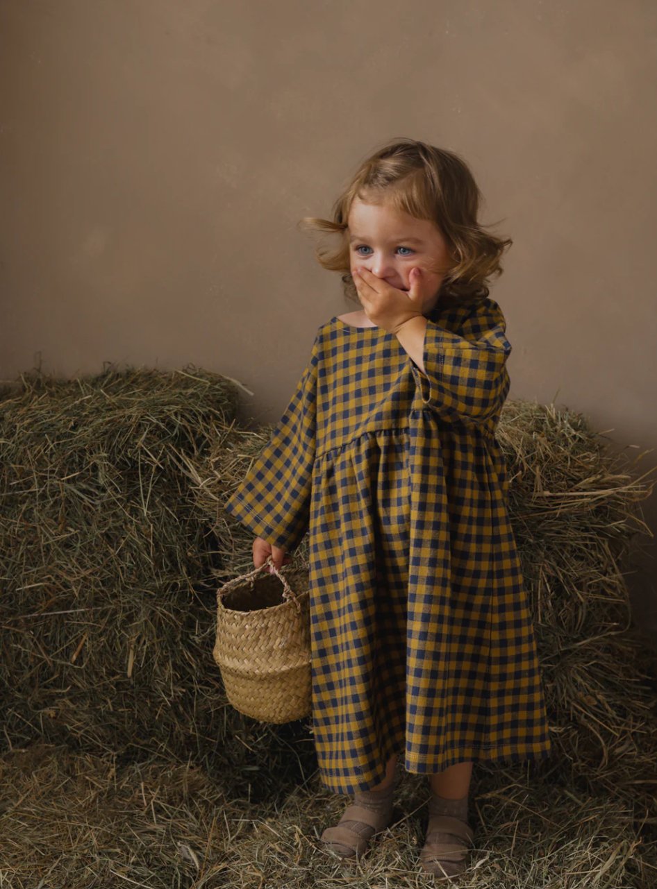 organic zoo】Blueberry Gingham Gather Dress | lana