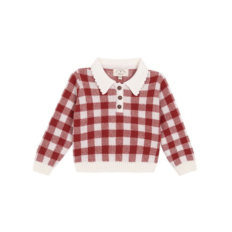 【birinit】Gingham Russet Biri knit sweater kids