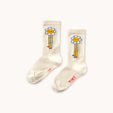 【TINYCOTTONS】DAISIES MEDIUM HEIGHT SOCKS *light cream*