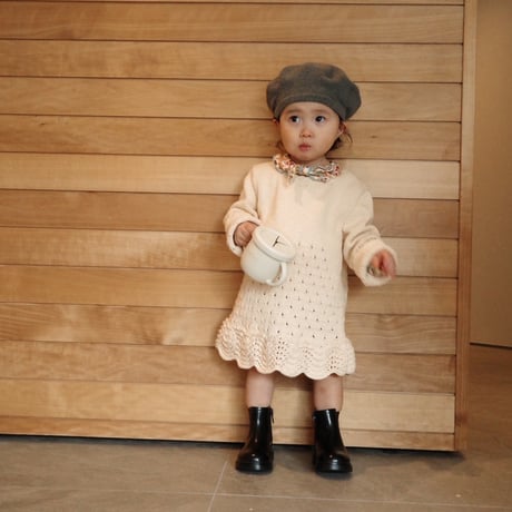 【babytoly】Artemis knit dress long sleeve / salmon pink