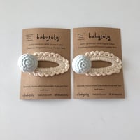 【babytoly 】 crochet mini clips circles/sky × natural