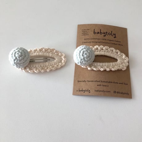 【babytoly 】 crochet mini clips circles/sky × natural