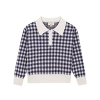 【birinit】Navy gingham Biri sweater
