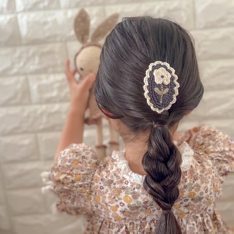ラスト1【Little Cotton Clothes】Crochet Hair Clip Dahlia - Blue