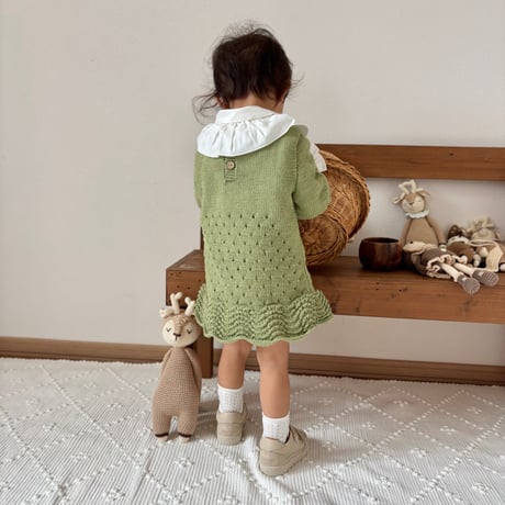 【babytoly】Artemis knit dress long sleeve / salmon pink