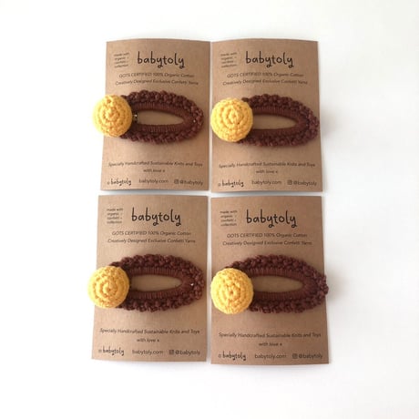 【babytoly 】 crochet mini clips circles/sunflower × chocolate