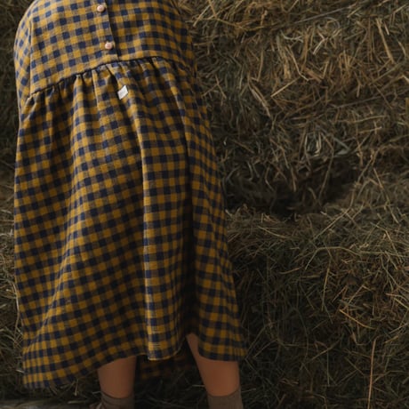 【organic zoo】Blueberry Gingham Gather Dress