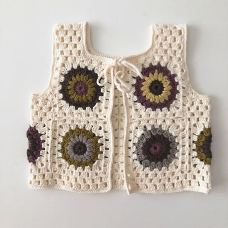 予約【babytoly】Marla Crochet Patchwork Vest /design 2