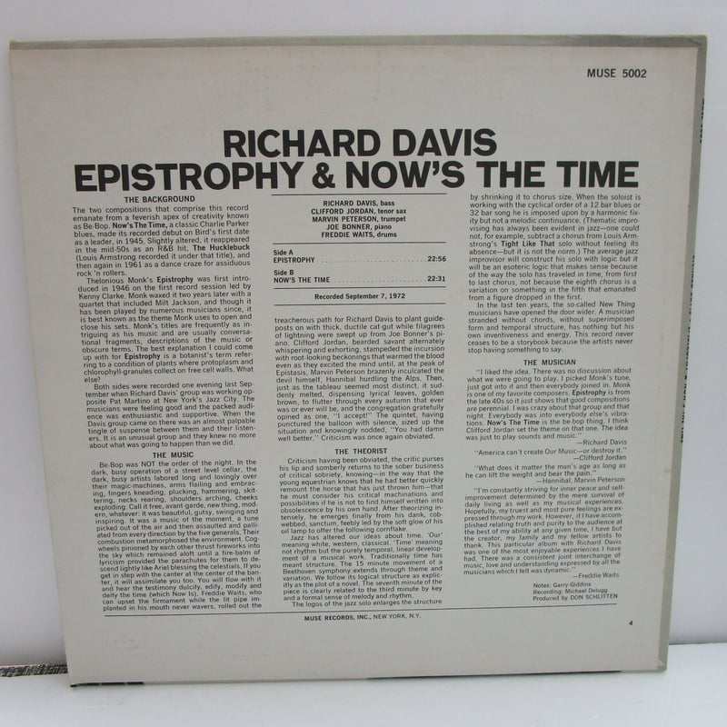 RICHARD DAVIS / Epistrophy & Now's the Time | T RICHARD DAVIS / Epistrophy & Now's the Time | T