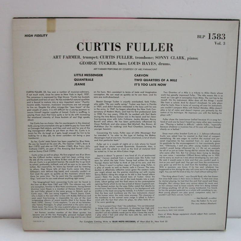 カーティス・フラーVol.3 CURTIS FULLER / Vol.3 | TOHTO records & books a