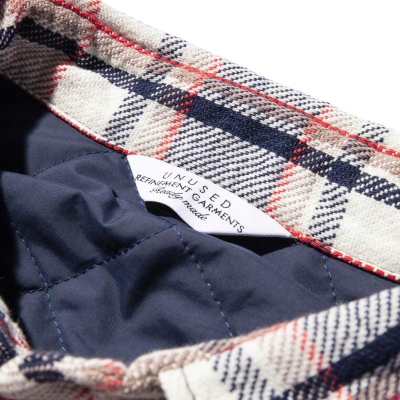 UNUSED refinement garments チェック柄 ネルシャツ UNUSED × weber] quilted flannel check shirt |
