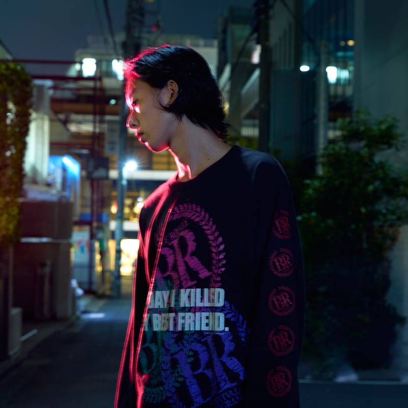 Battle Royale × weber] long sleeve T shirt (mu