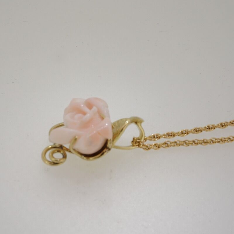 珊瑚ネックレス＆珊瑚　薔薇ペンダントトップ k18 珊瑚バラの ペンダントトップ | 鋳金工房