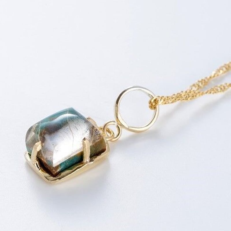 k18 ルチルクオーツ×ピクチャーアゲート ペンダントトップ | 鋳金工房 