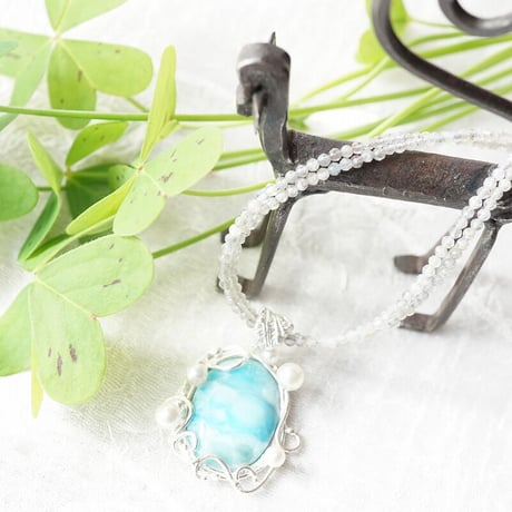 silver ラリマー あこや真珠 ペンダントトップ