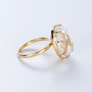 k様 かっこみ水晶 リング 18号 k様 かっこみ水晶 リング 18号 k18かっこみ水晶指輪 | 鋳金工房