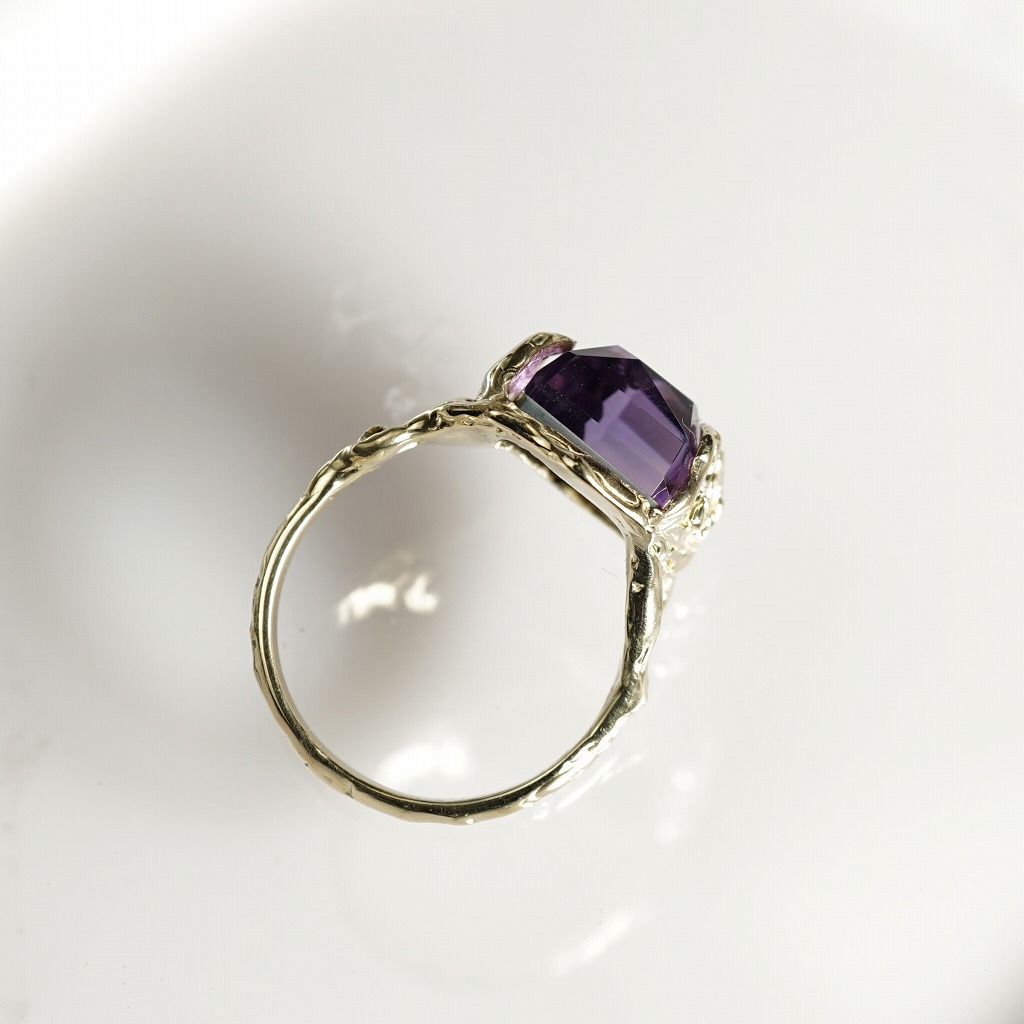 k18 アメシスト × 黒蝶貝 指輪 | 鋳金工房