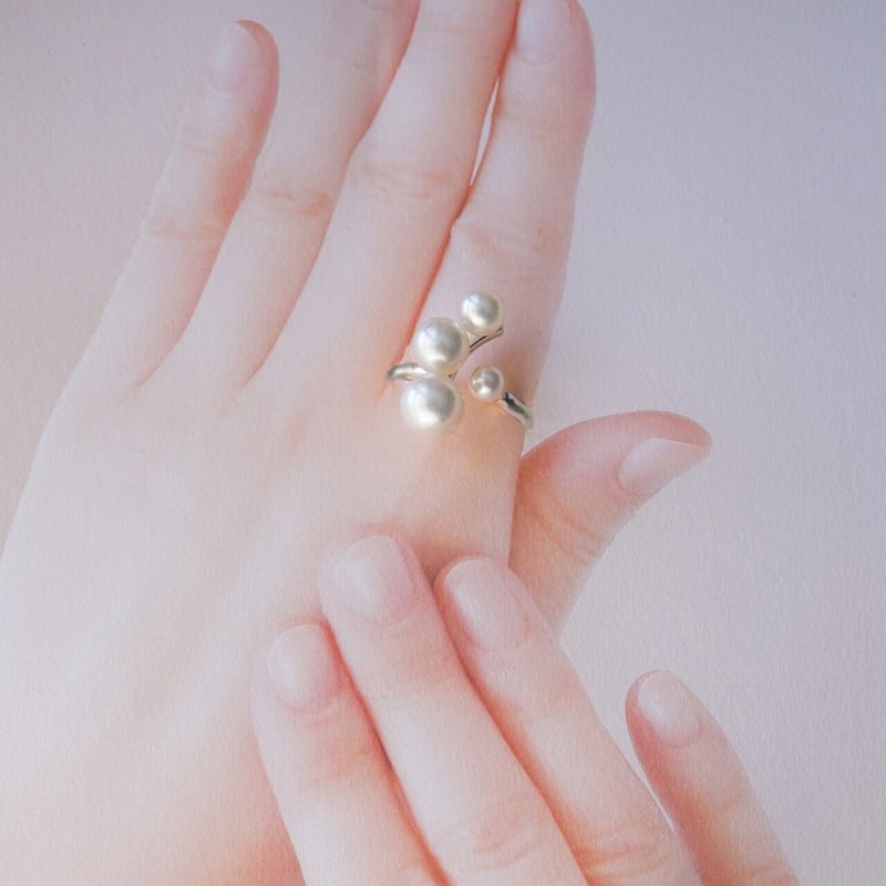 silver あこや真珠 オープンリング | 鋳金工房