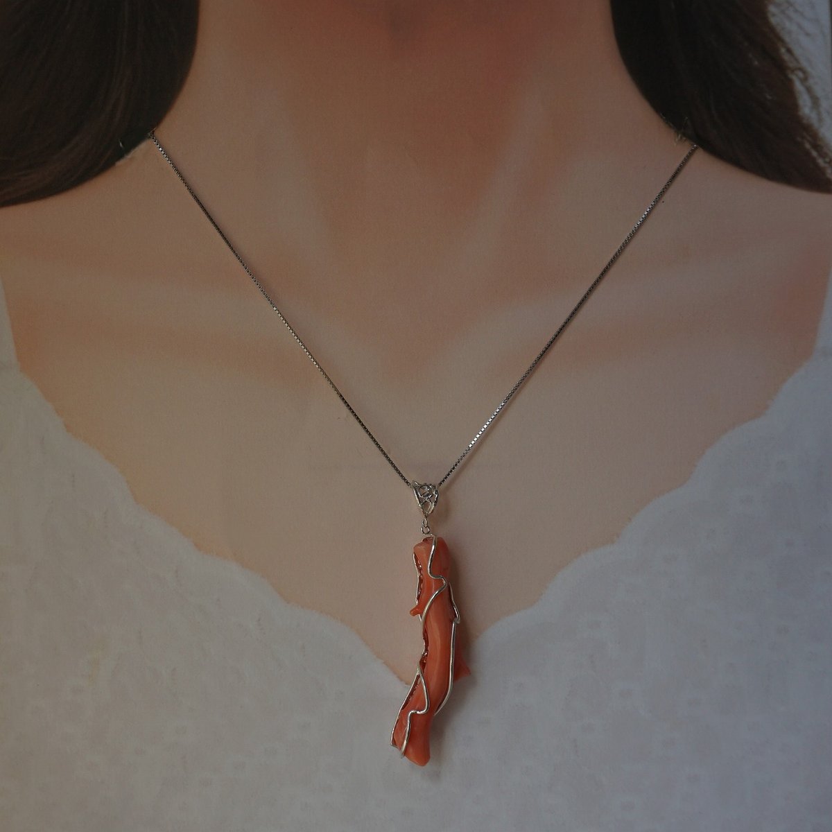 珊瑚　ペンダントトップ silver 枝珊瑚のペンダントトップ | 鋳金工房