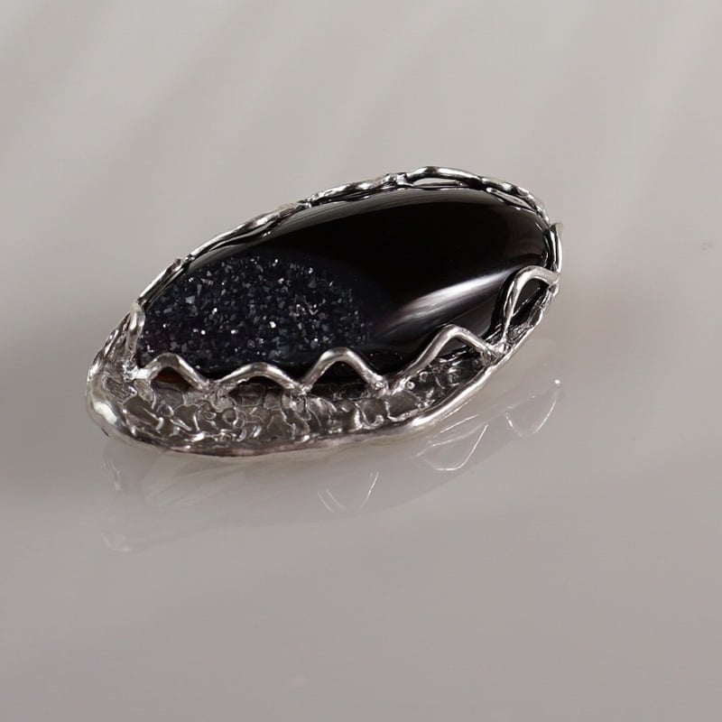silver 結晶オニキスのブローチ⭐︎ | 鋳金工房