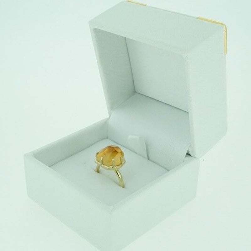 k18 シトリン × 白蝶貝 指輪 | 鋳金工房
