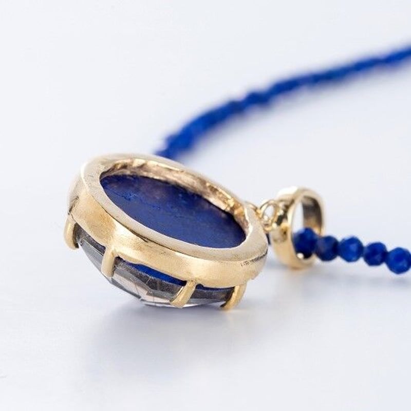 k18 ルチルクオーツ × ラピスラズリ ペンダントトップ | 鋳金工房