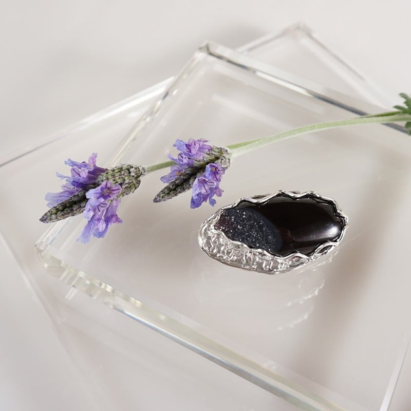 silver 結晶オニキスのブローチ⭐︎ | 鋳金工房