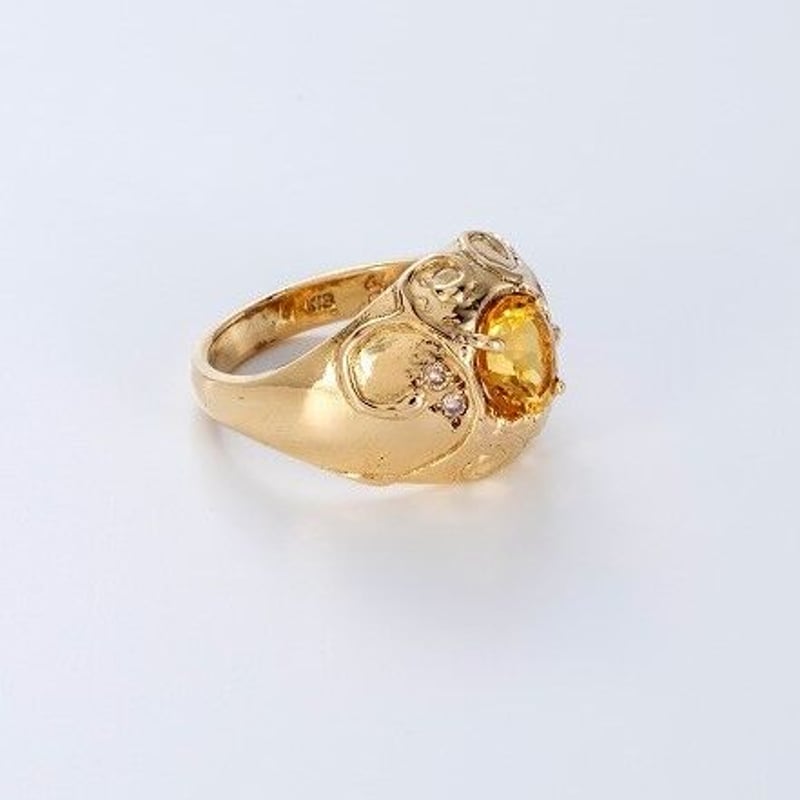 k18 ゴールデンベリル、メレーダイヤ 指輪 | 鋳金工房 