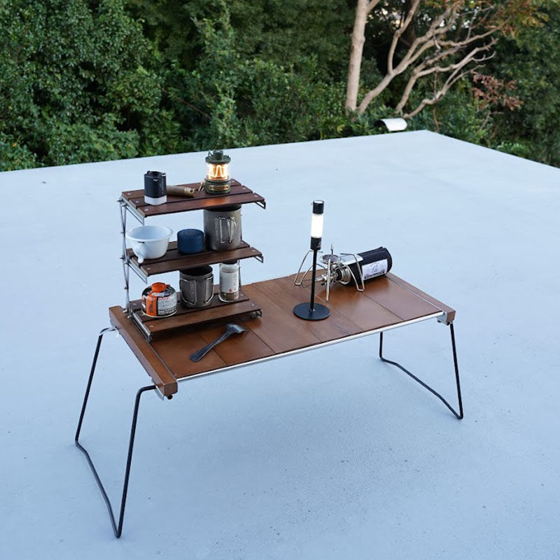 本格アイアンとウッドの持ち運び簡単アウトドアテーブル 本格アイアンとウッドの持ち運び簡単アウトドアテーブル