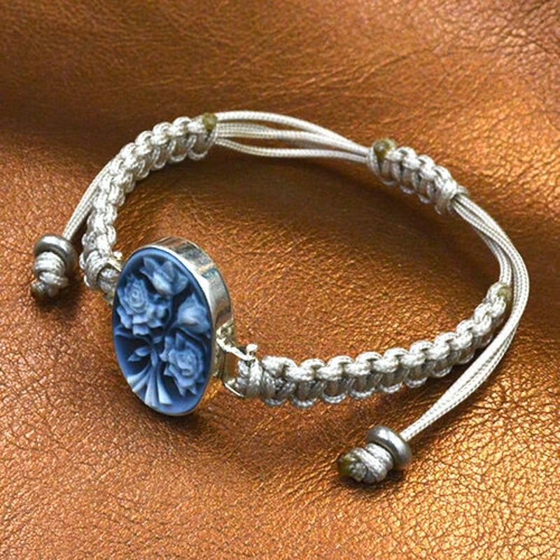 カメオブレスレット メノウカメオ お花の図柄 イタリア＆ドイツ製