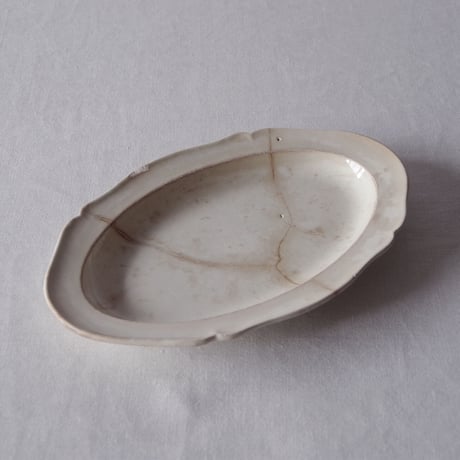 フランスの古い花リムオーバルプレートFRANCE／OVAL PLATE F6