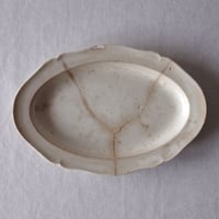 フランスの古い花リムオーバルプレートFRANCE／OVAL PLATE F6