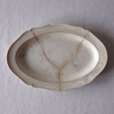 フランスの古い花リムオーバルプレートFRANCE／OVAL PLATE F6