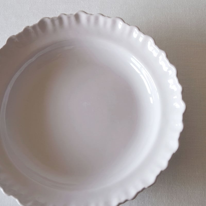 大皿】 南仏 フランス アンティーク オーバル 花リム ピンク 白釉 - 食器