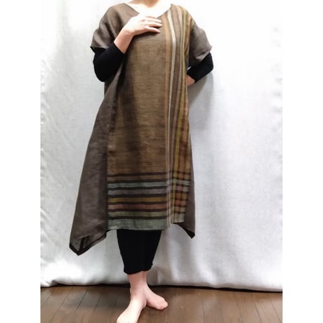 Wワンピース　こげ茶ストライプ　　　　　　　　　　【No．3605-5233】