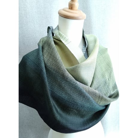 グラデーションシルクストール　グリーン紺　　　　　【No．3701-5381】