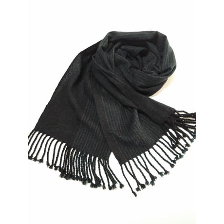カシミアストール　黒ストライプ　　　　　　　　　　【No．3610-5292】