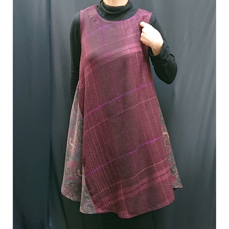 ななめワンピース　ワイン　　　　　　　　　　　　　 【No．3309-4569】