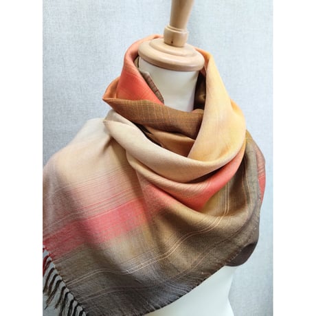 グラデーションシルクストール　オレンジ茶　　　　　【No．3701-5380】