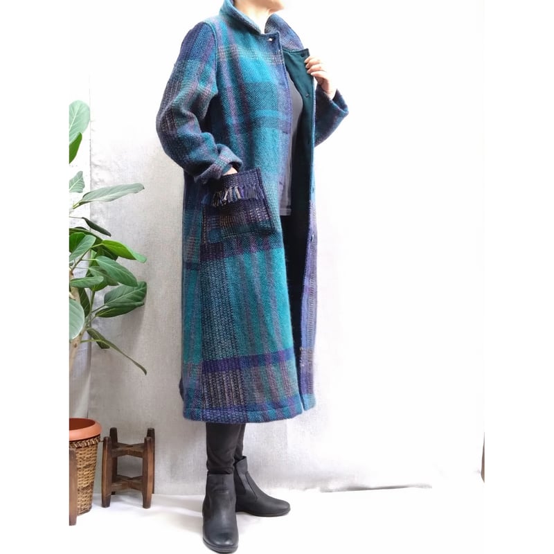 ロングコート ターコイズチェック 【No.3610-5300】 | SPRIN ロングコート ターコイズチェック 【No.3610-5300】 | SPRIN