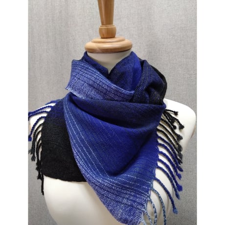 カシミアストール　グラデーションブルー　　　　　　　　　　　　　【No．3709-5553】