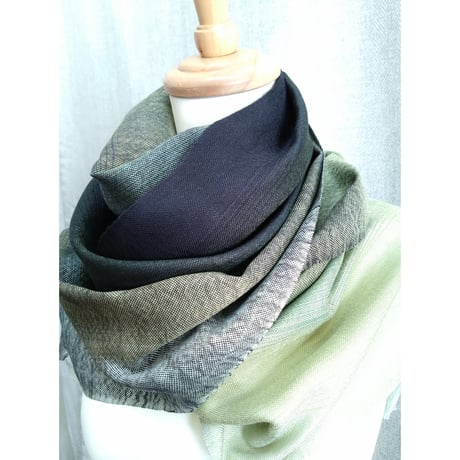 グラデーションシルクストール　グリーン紺　　　　　【No．3701-5381】