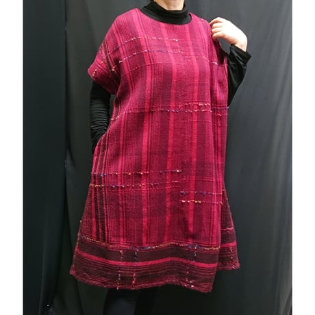 襟無しワンピース　濃ピンクボルドー　　　　　　　　　【No.3209-4267】