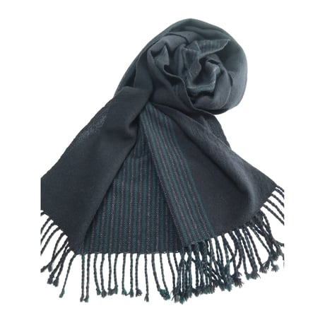 カシミアストール　黒ストライプ　　　　　　　　　　【No．3610-5290】