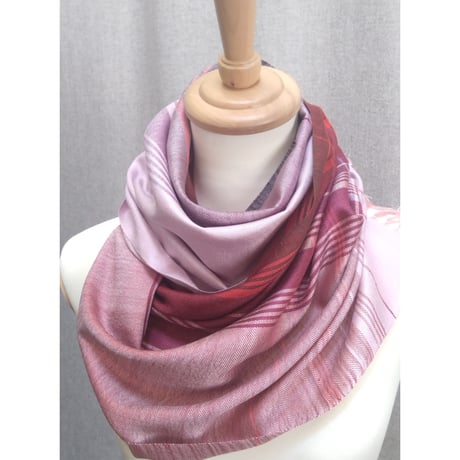 シルクチェックストール　ピンク赤　　　　　　　　　【No．3703-5425】