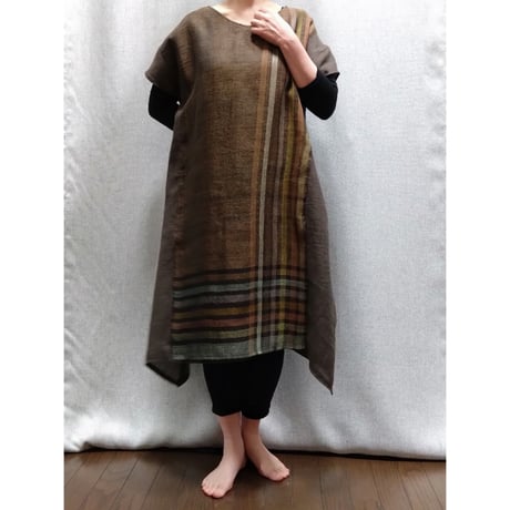 Wワンピース　こげ茶ストライプ　　　　　　　　　　【No．3605-5233】
