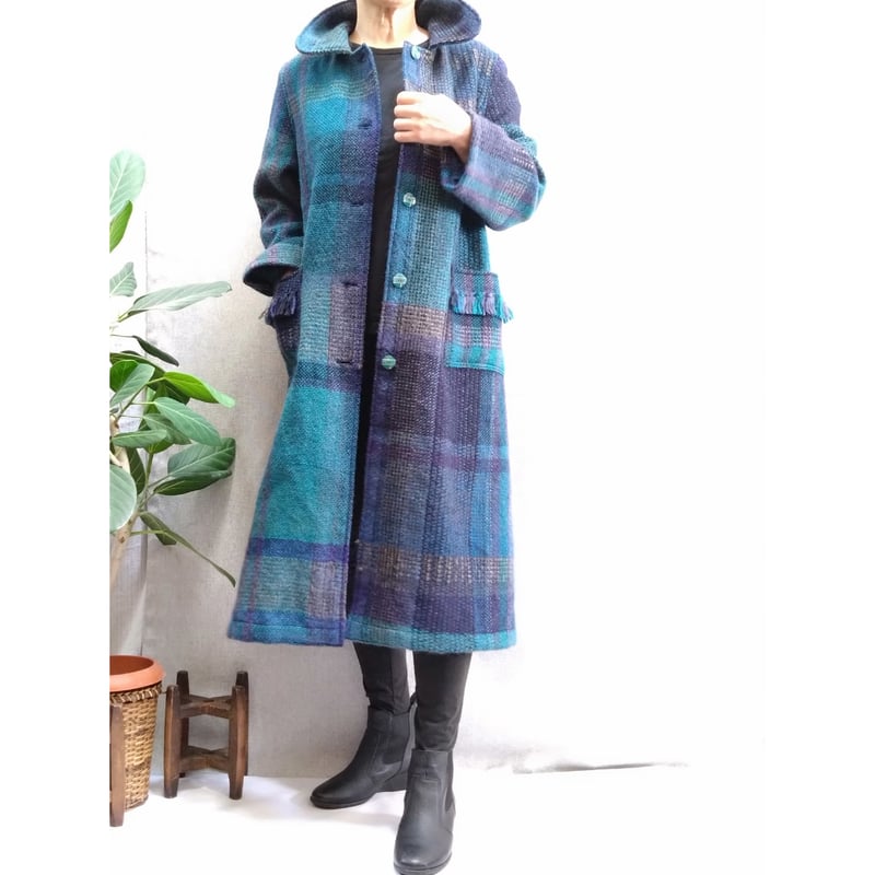 ロングコート ターコイズチェック 【No.3610-5300】 | SPRIN ロングコート ターコイズチェック 【No.3610-5300】 | SPRIN