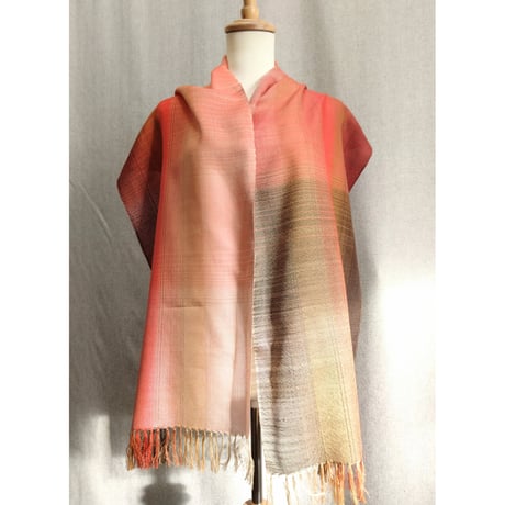 グラデーションシルクストール　オレンジ茶　　　　　【No．3701-5377】