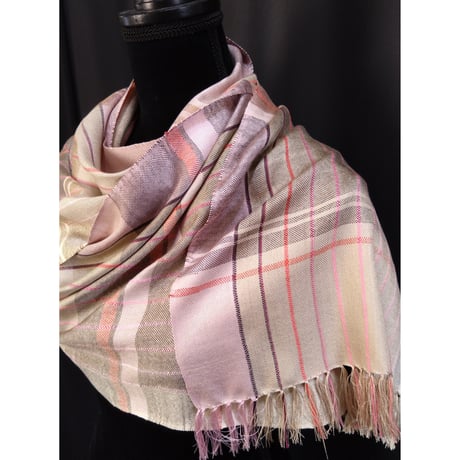 シルク綿ストール　パステルピンク　　　　　　　　　【No．3604-5188】