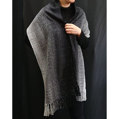 men'sウールストール　黒グレー　　　　　　　　　　　【No．3309-4576】